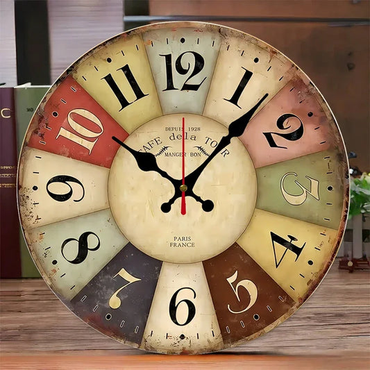 Rustic Farmhouse Wooden Silent Wall Clock for Home Decor