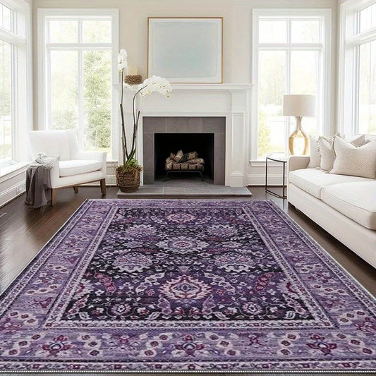 Vintage Washable Striped Area Rug for Living Room and Bedroom