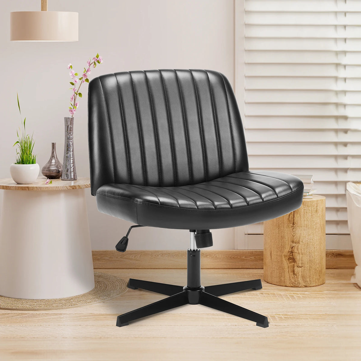 MCQ Ergonomic Armless Office Chair With Adjustable Height Padded Backrest