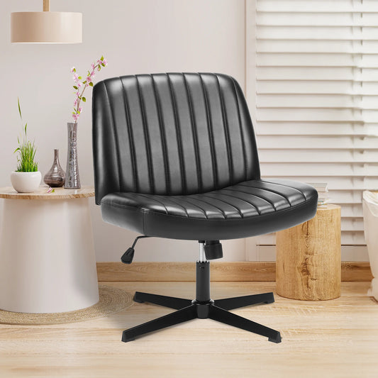 MCQ Ergonomic Armless Office Chair With Adjustable Height Padded Backrest