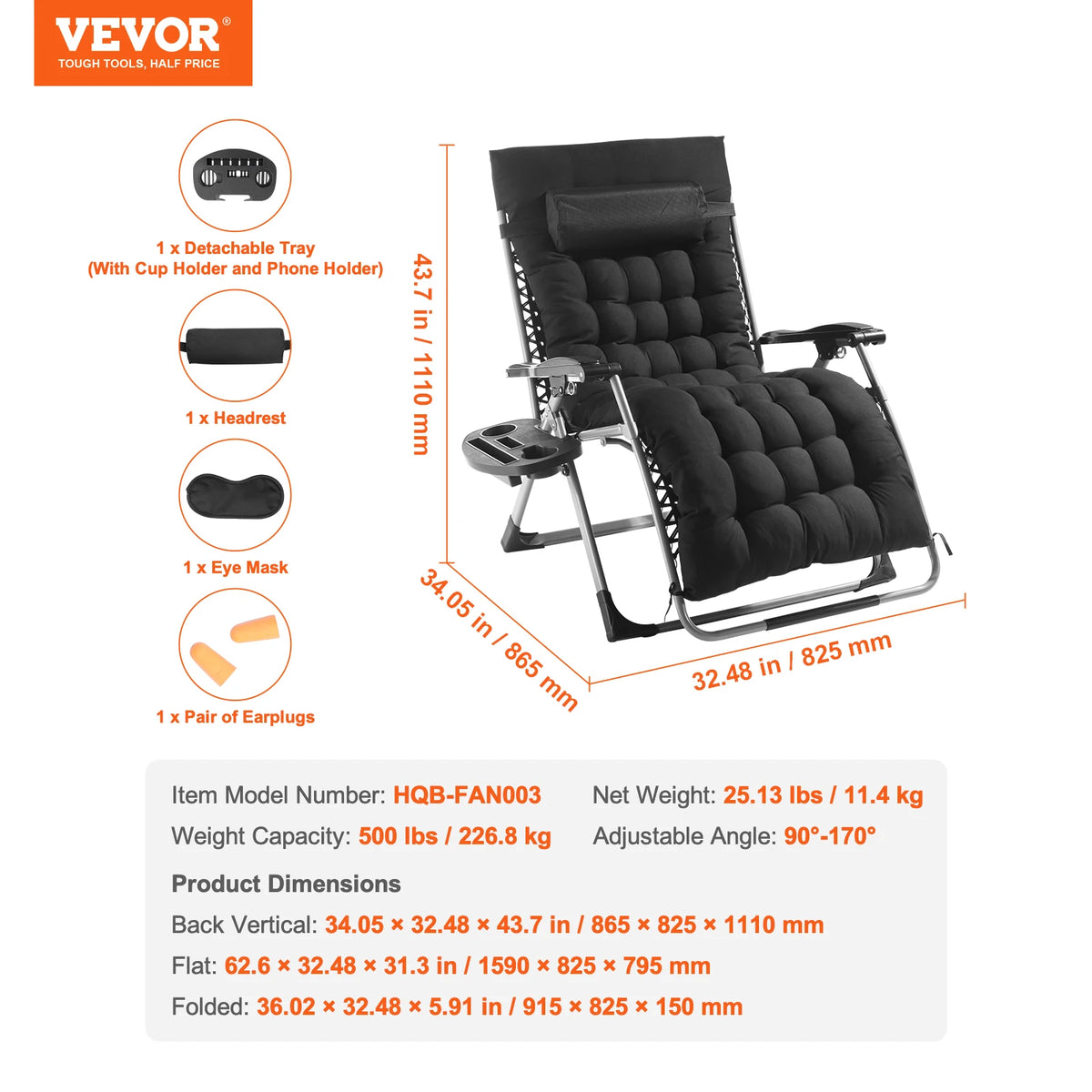 SucceBuy Zero Gravity Recliner with Cushion Footrest and Cupholder