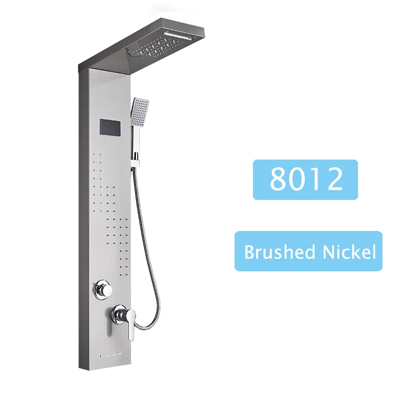 Shinesia LED Shower Panel With Massage Jets And Rainfall Faucet