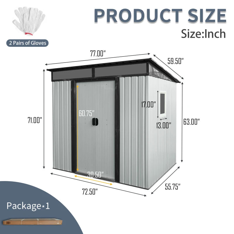 Outdoor Metal Storage Shed with Window for Garden Tool Storage