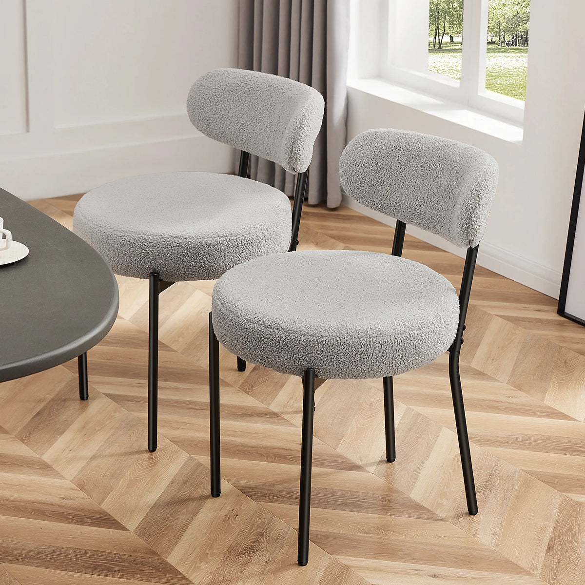 JHK Ergonomic Dining Chairs with Curved Backrests and Metal Legs