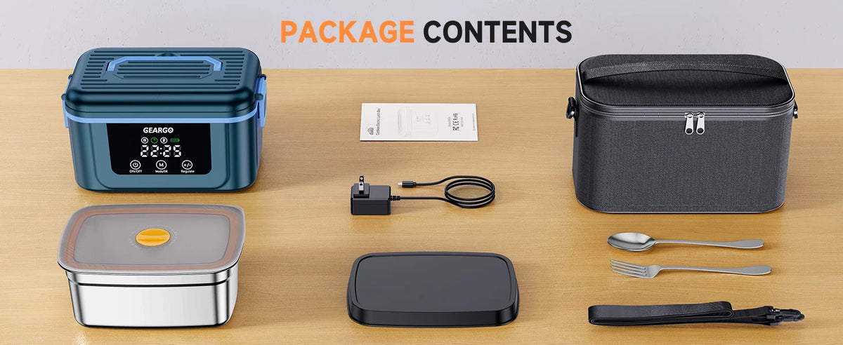 Cordless Rechargeable Heated Lunch Box With Ice Crystal Cooling Compartment