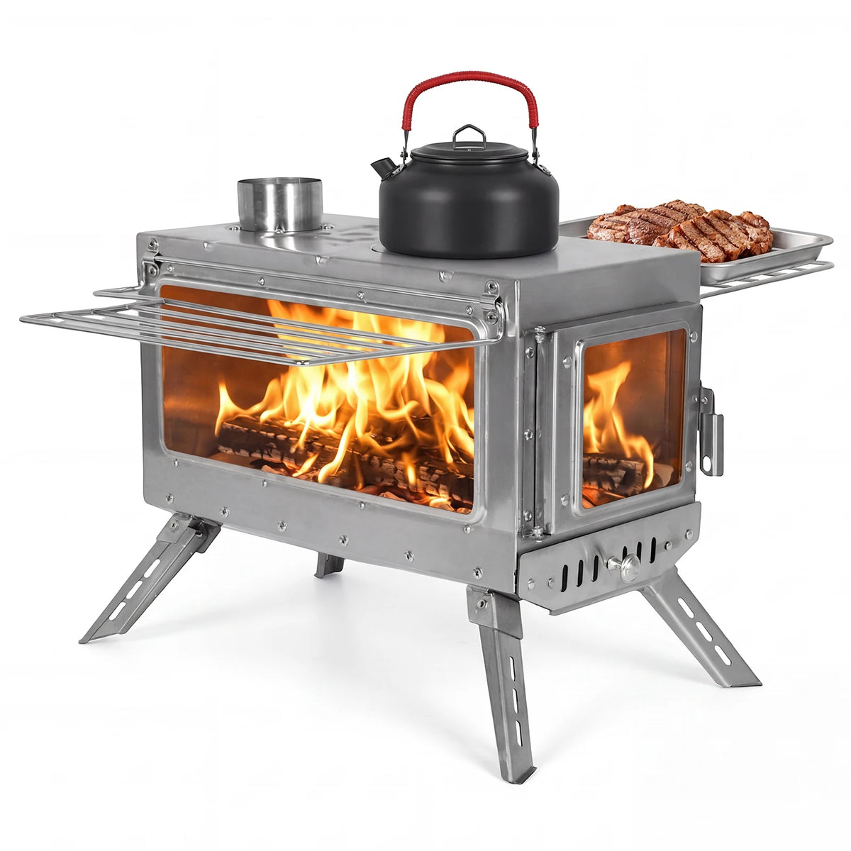 APWIKOGER Weatherproof Camping Stove with Chimney Pipe for Outdoor Heating