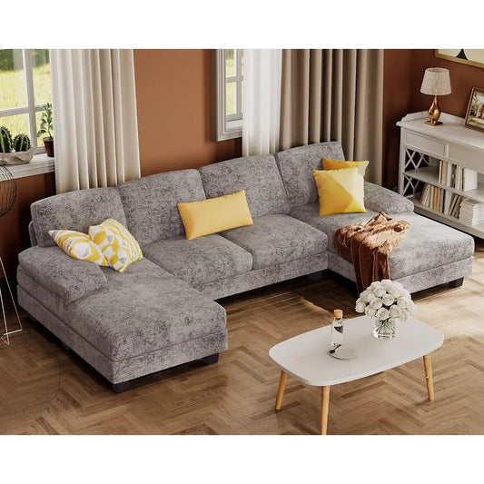 U Shaped Sectional Sofa With Double Chaise For Living Room