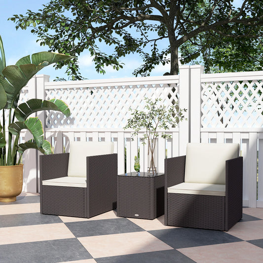 Outsunny Folding Wicker Patio Bistro Furniture Set