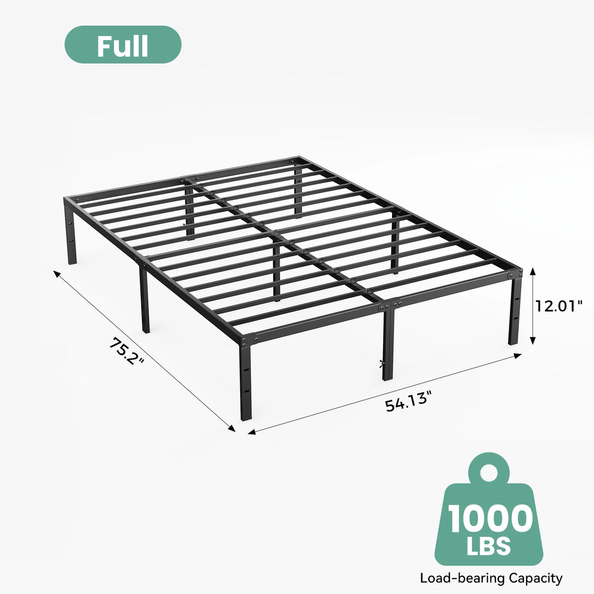JHK Metal Platform Bed Frame With Sturdy Steel Slat Support