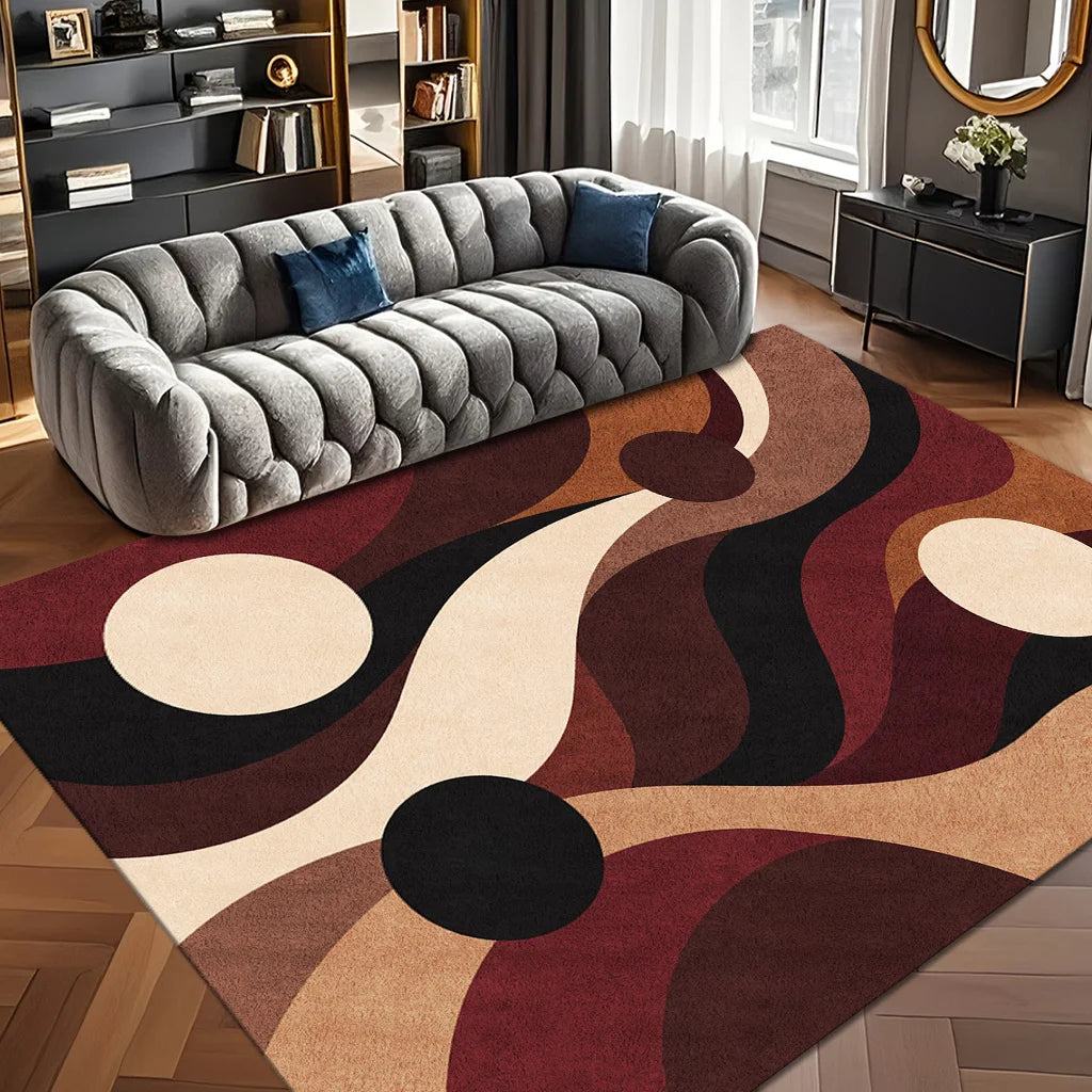 Modern Abstract Geometric Wave Area Rug for Living Room Decor