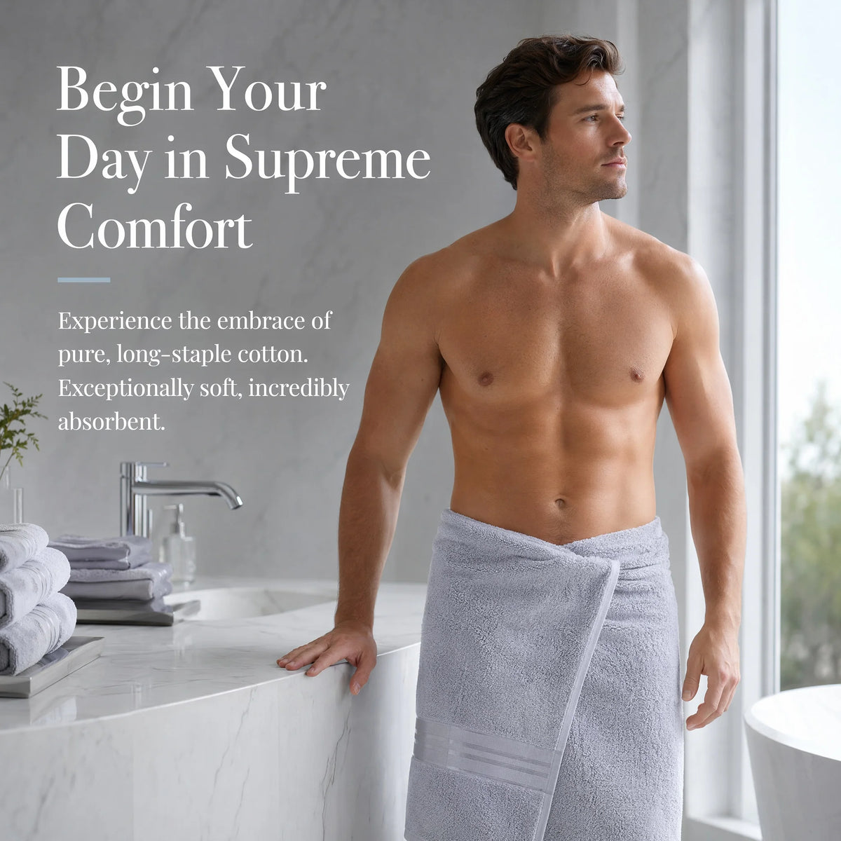 Luxury Turkish Cotton Bathroom Towel Set With Washcloths
