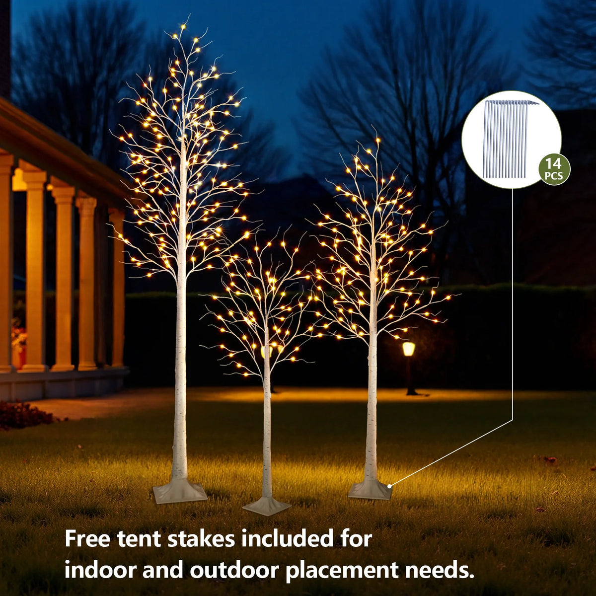 DR.PLANZEN Artificial Lighted Birch Tree for Holiday Home Decor