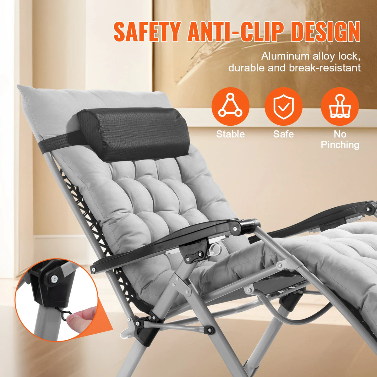 SucceBuy Zero Gravity Recliner with Cushion Footrest and Cupholder