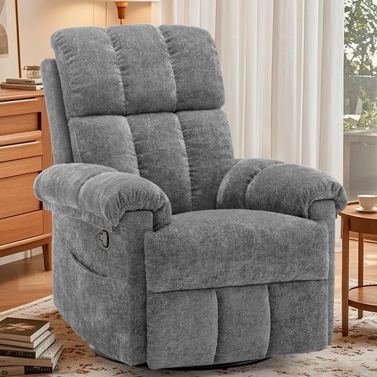 KORSER Swivel Rocker Recliner Chair with Side Pockets