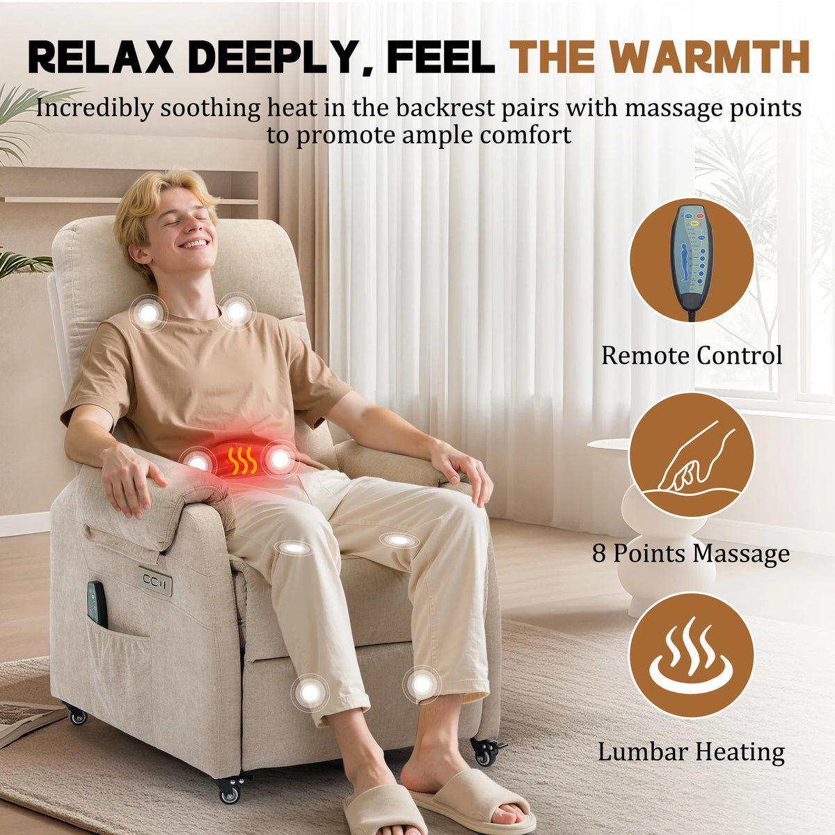 Korser Recliner Chair with Wheels and USB Ports for Home Living