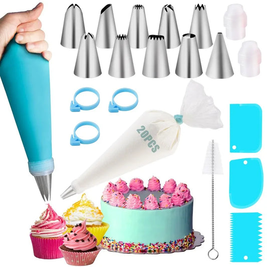 Nifogo Reusable Piping Bag Kit With Icing Tips Set