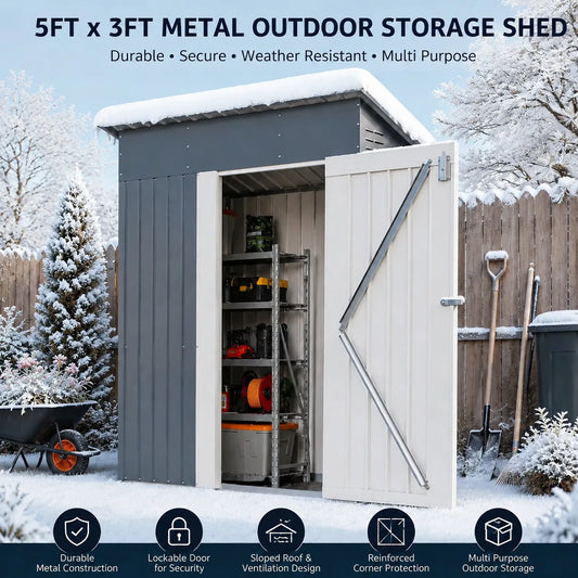 Metal Outdoor Storage Shed for Garden Tools and Patio Equipment