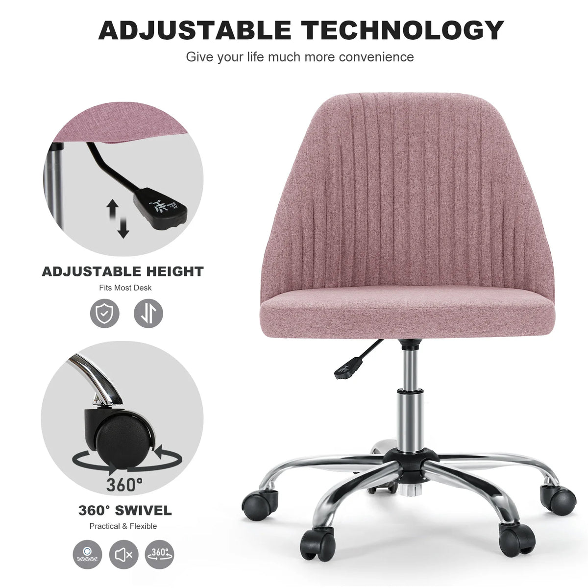 MCQ Ergonomic Fabric Office Chair with Adjustable Height and Swivel