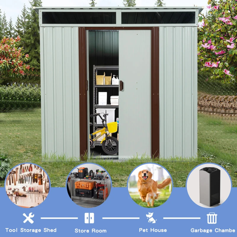 Outdoor Metal Garden Storage Shed With Waterproof Construction