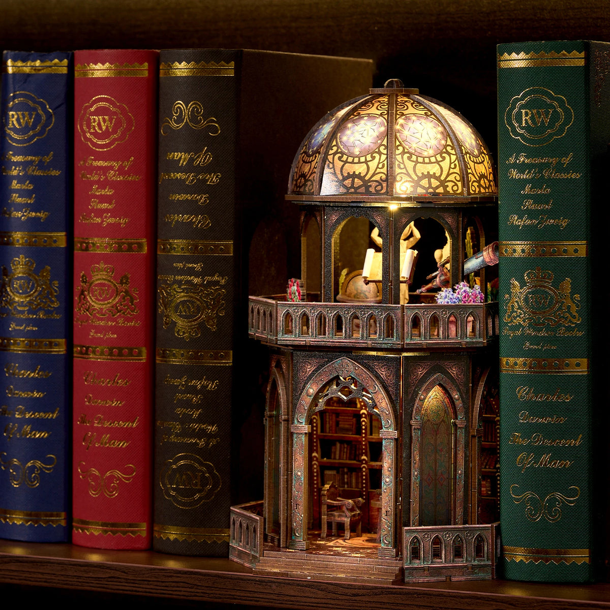DIY Wooden Observatory Book Nook Kit for Bookshelf Decoration