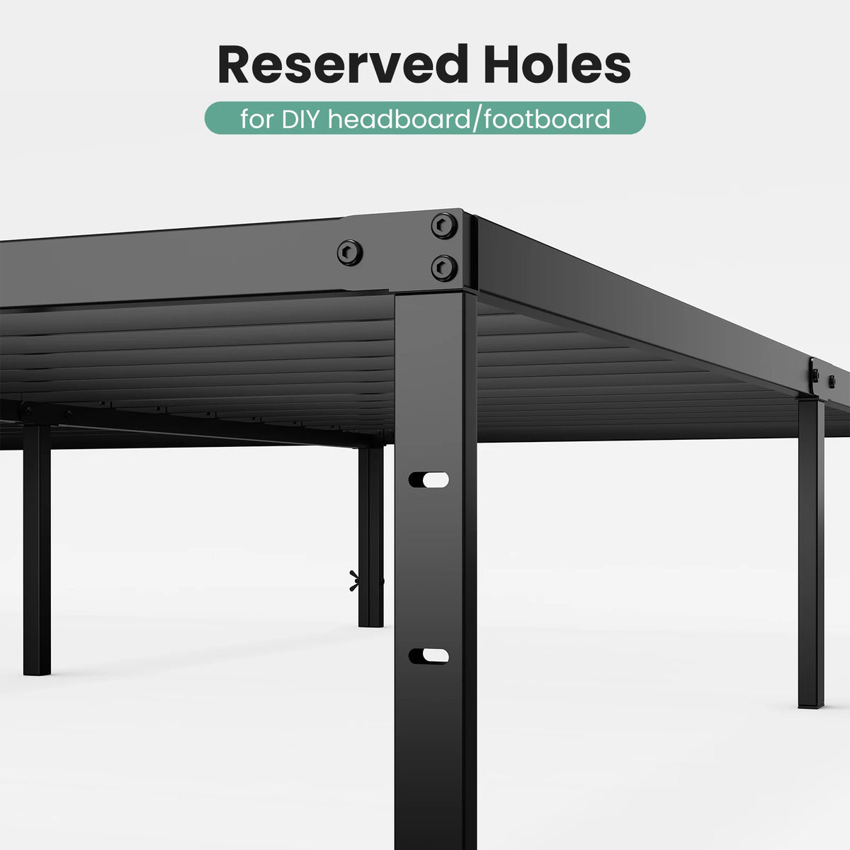 JHK Metal Platform Bed Frame With Sturdy Steel Slat Support