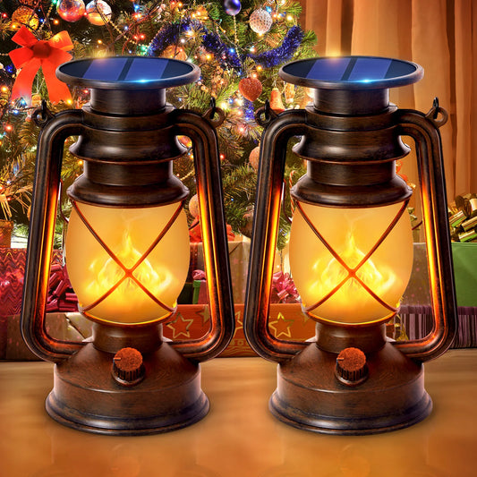 KPSTEK Waterproof Solar Hanging Lanterns With Flickering Flame LED Outdoor Decor