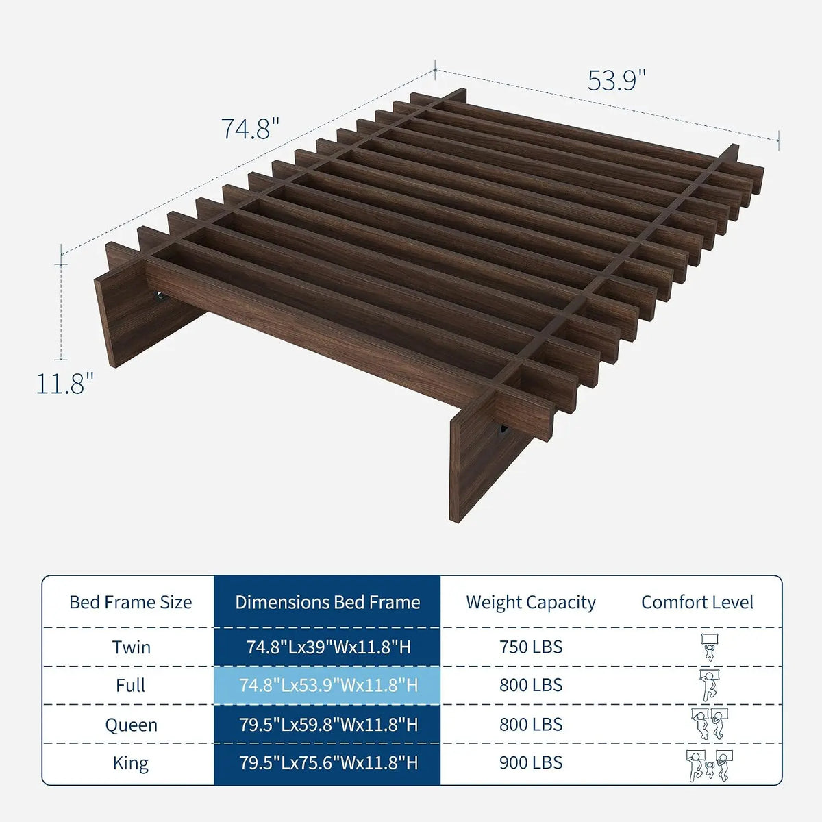 HiMISS Wood Platform Bed Frame Without Headboard Box Spring Free