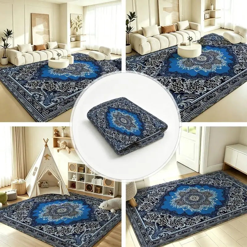 Traditional Oriental Medallion Pattern Area Rug for Living Room Decor