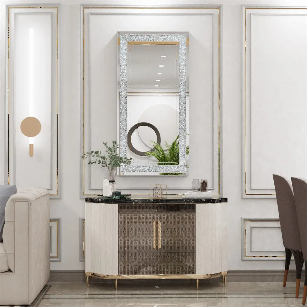 Crystal Crush Diamond Wall Mirror For Bedroom And Bathroom