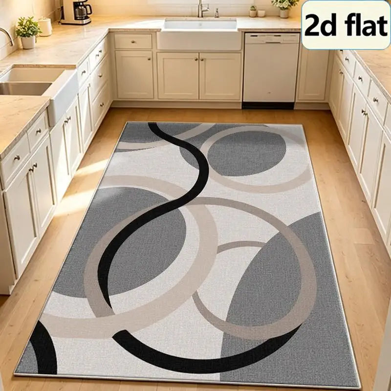 Abstract Curve Ring Pattern Area Rug For Living Room Office