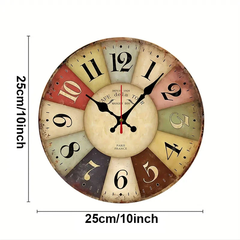 Rustic Farmhouse Wooden Silent Wall Clock for Home Decor
