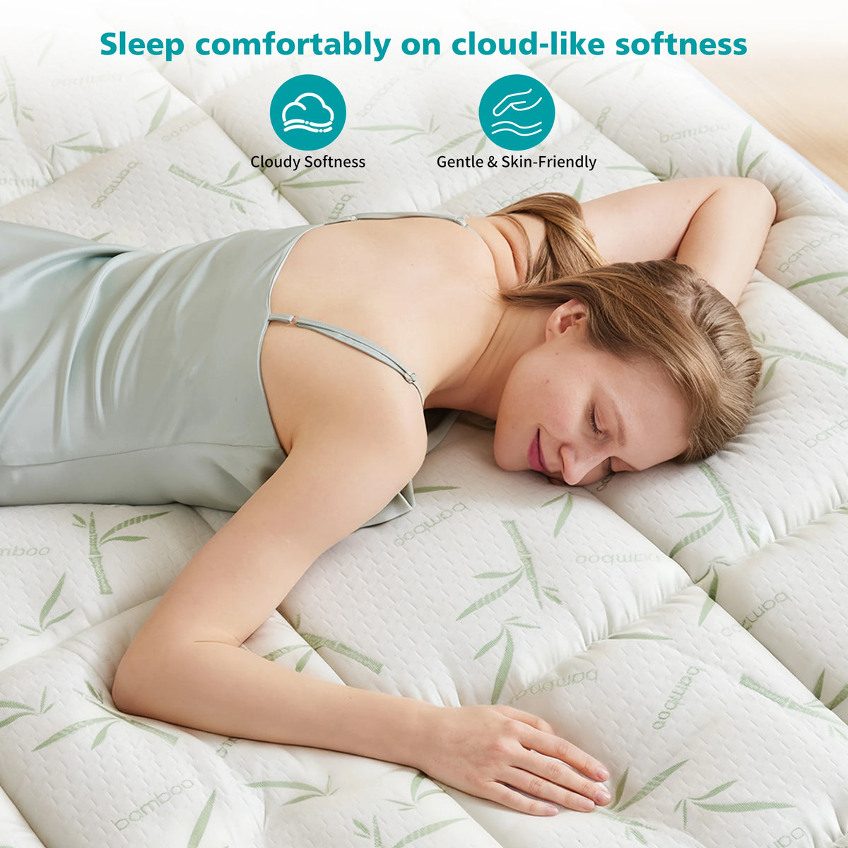 JHK Waterproof Bamboo Viscose Mattress Topper Cooling Deep Pocket