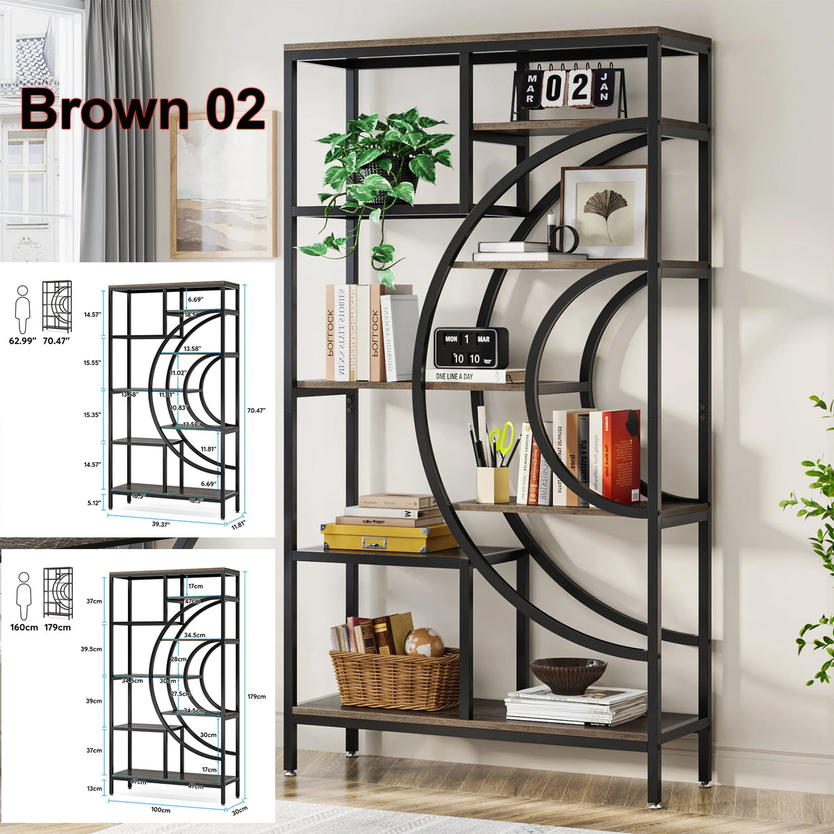 Tribesigns Industrial Etagere Bookcase And Storage Organizer