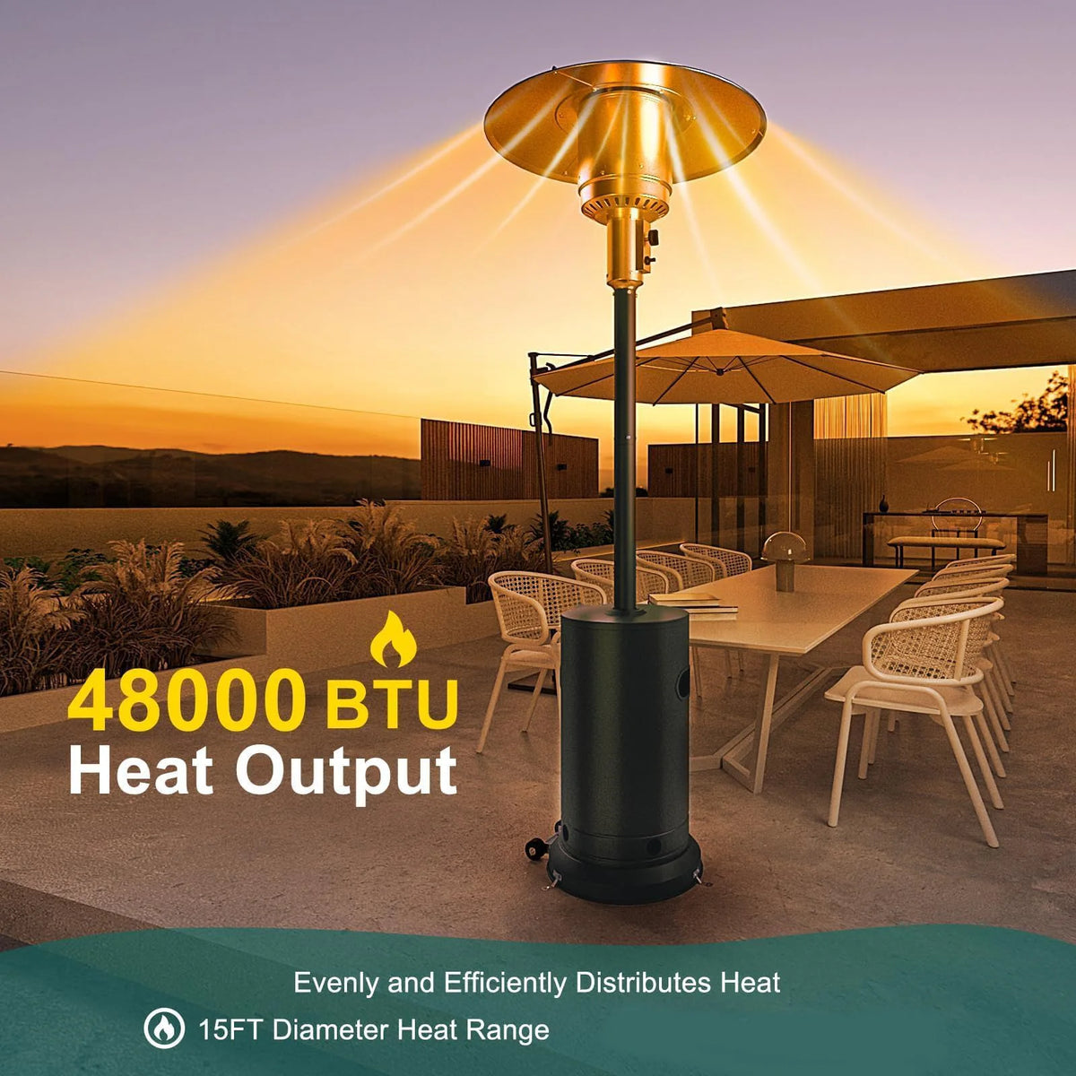HiMISS Wind Resistant Propane Patio Heater With Triple Safety Protection