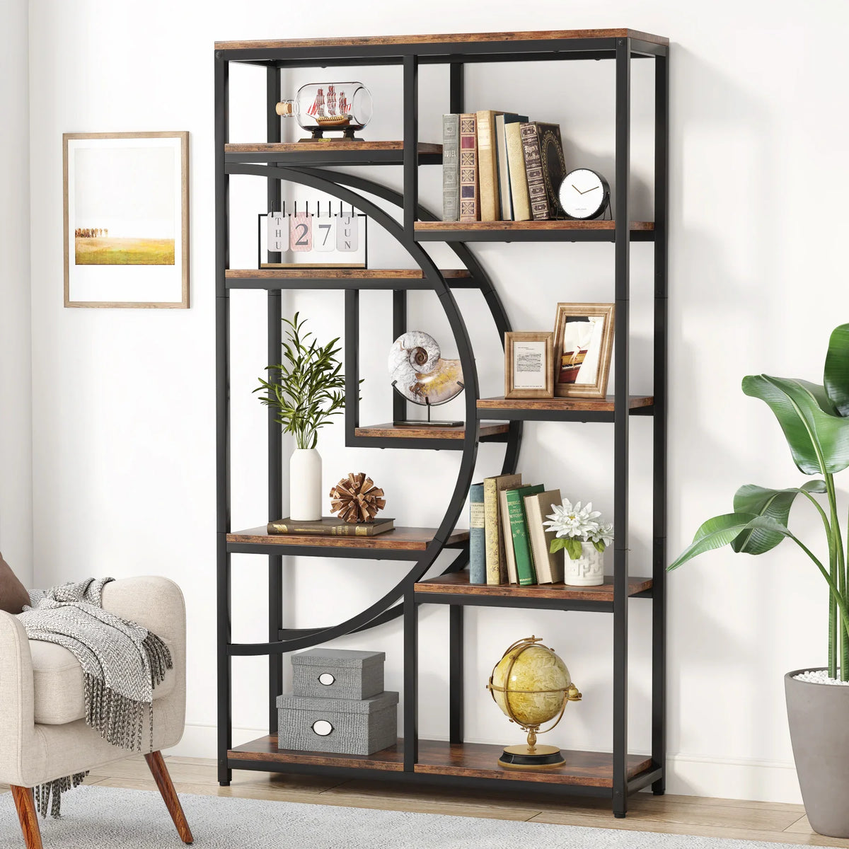 Tribesigns Industrial Etagere Bookcase And Storage Organizer