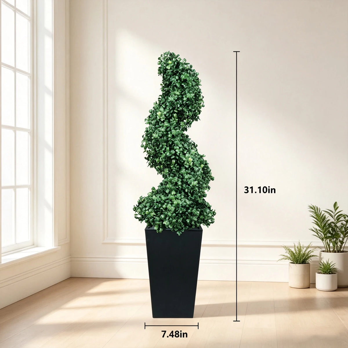 Olitree Artificial Boxwood Spiral Topiary Trees With Planters for Home