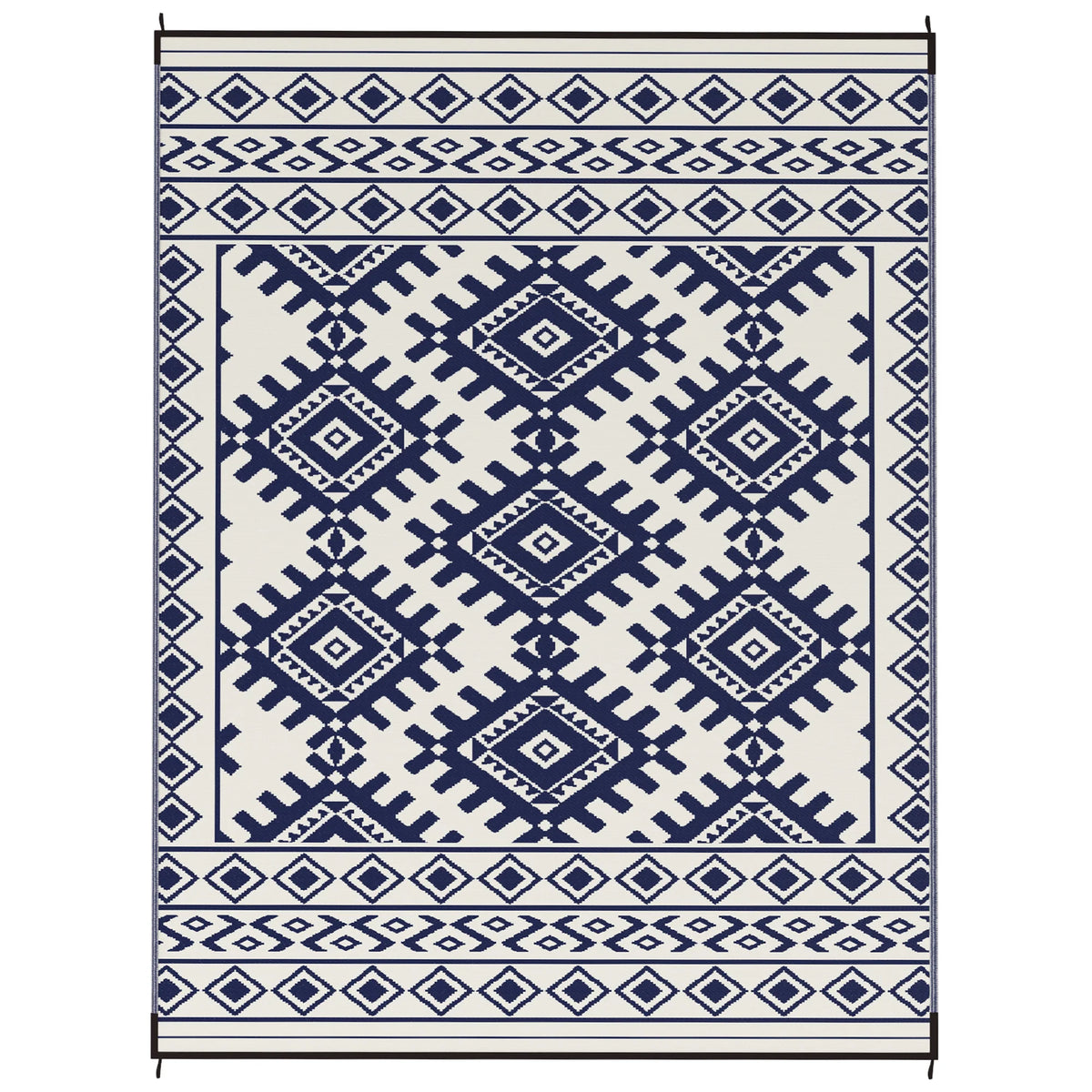 Outsunny Geometric Outdoor Polypropylene Area Rug With Rhombus Border