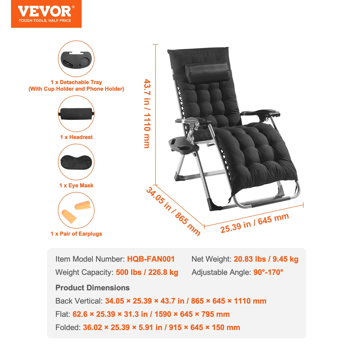 SucceBuy Zero Gravity Recliner with Cushion Footrest and Cupholder