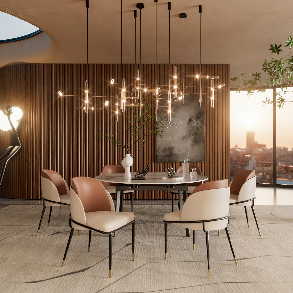 Modern Faux Leather Upholstered Dining Chairs With Padded Backrests