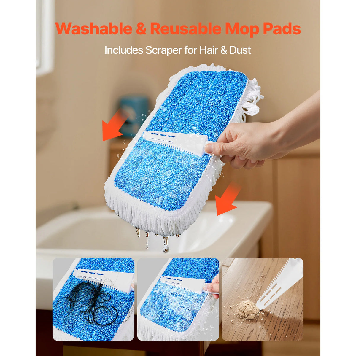 SucceBuy Spray Mop with 3 Washable Pads 27oz Refillable Water Tank for Dry Wet Floor Cleaning Home Use for Tile/Vinyl/Wood Floor