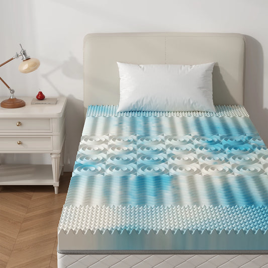 JHK Gel Memory Foam Topper With Five Zone Pressure Relief
