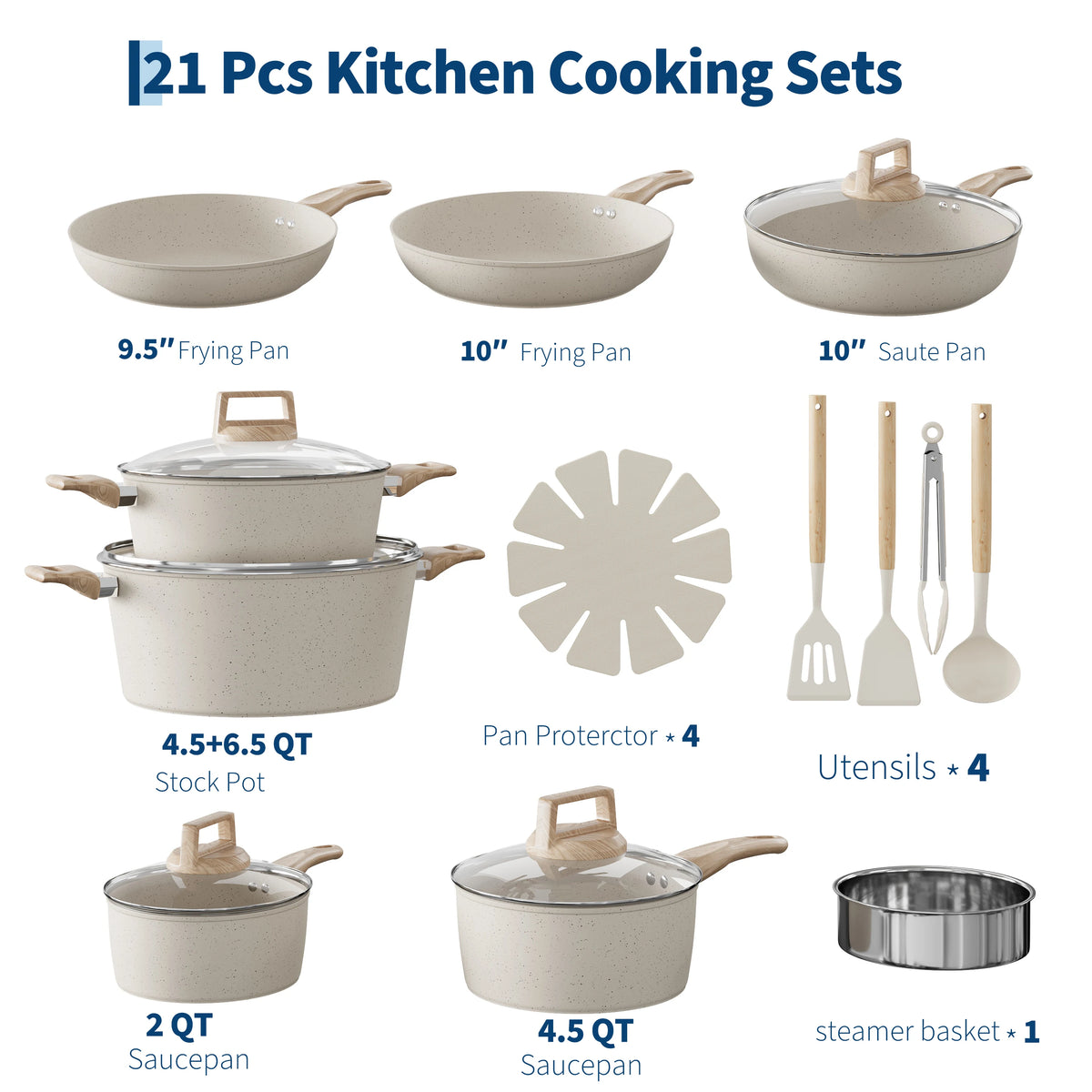 PFAS Free Ceramic Nonstick Cookware Set With Induction Compatibility