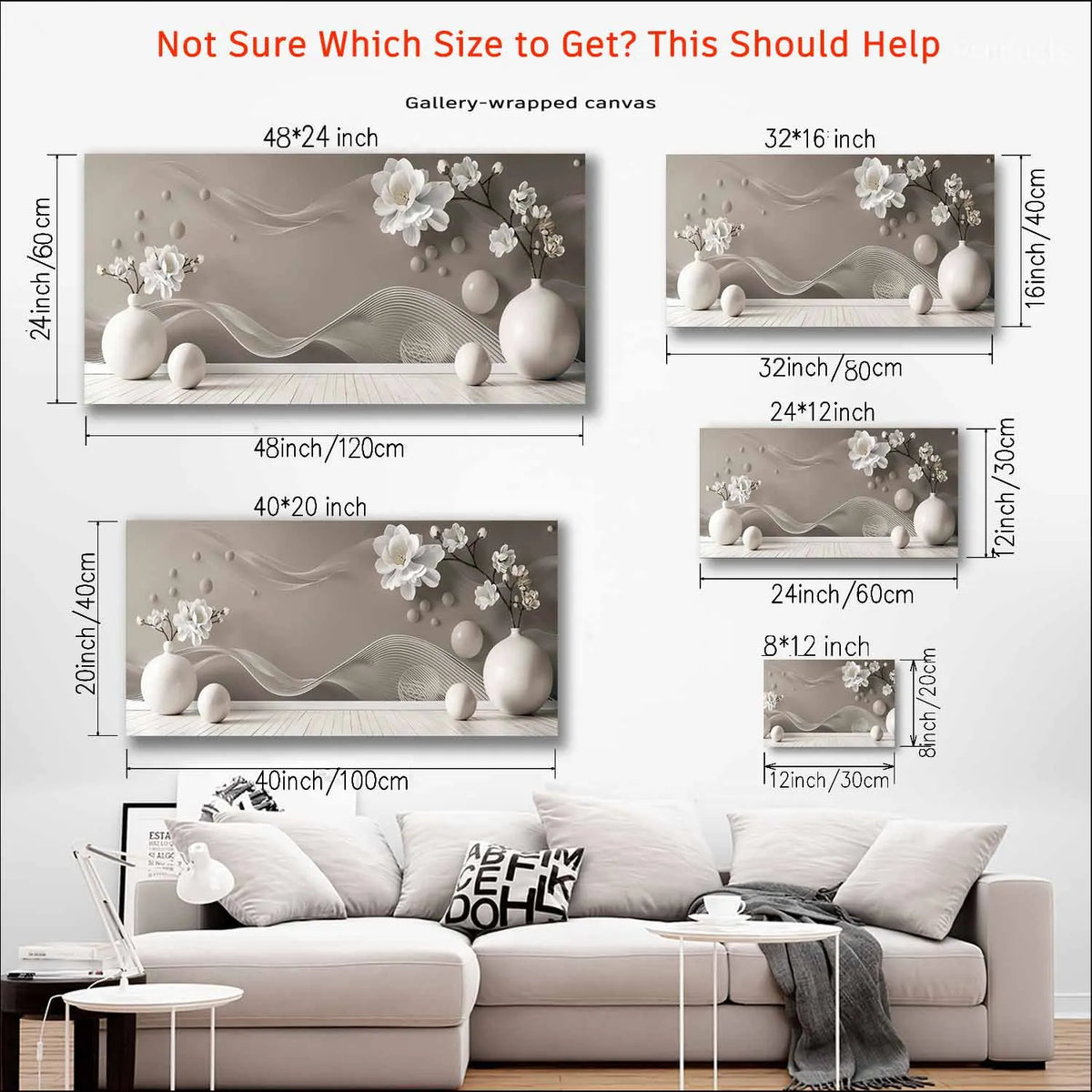 Abstract Magnolia Vase Canvas Wall Art Framed Gallery Wrapped Print