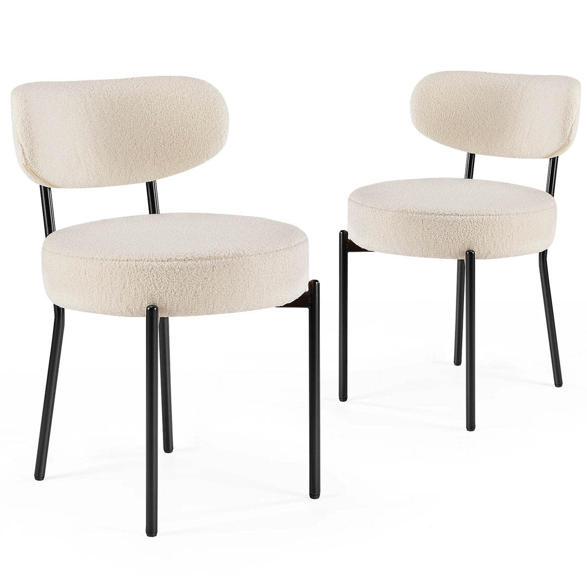 JHK Ergonomic Dining Chairs with Curved Backrests and Metal Legs