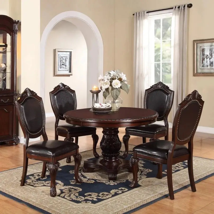 Traditional Formal Dining Table Set with Padded Side Chairs