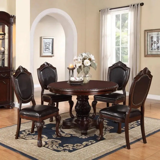 Traditional Formal Dining Table Set with Padded Side Chairs