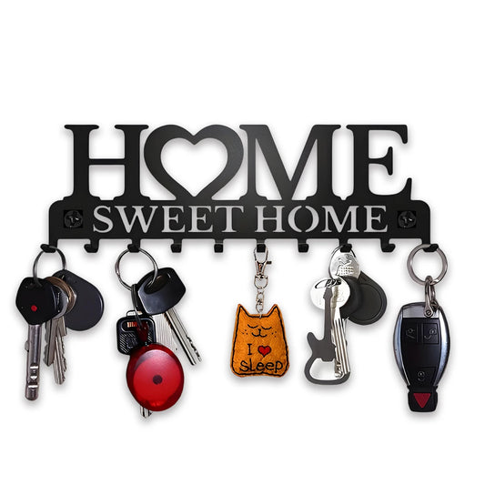 Wall Mounted Stainless Steel Key Holder Rack With Multiple Hooks