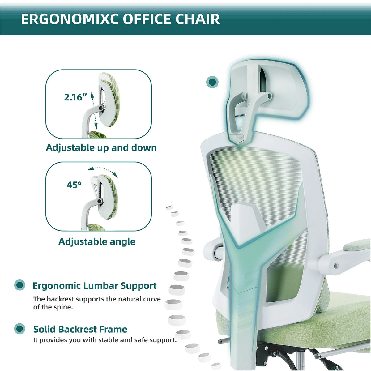 JHK Ergonomic Mesh Reclining Swivel Gaming Chair With Lumbar Support