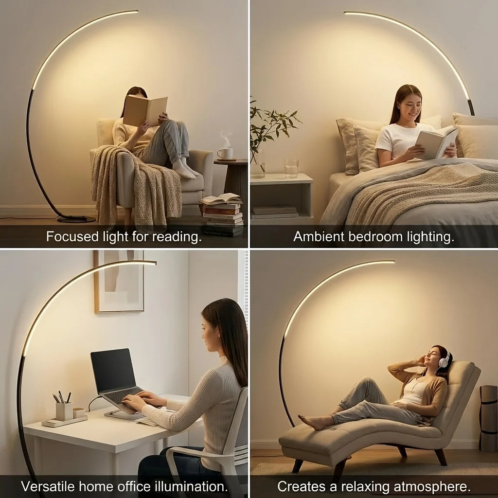 IYUNXI Arched LED Floor Lamp With Remote Dimmable Ambient Lighting