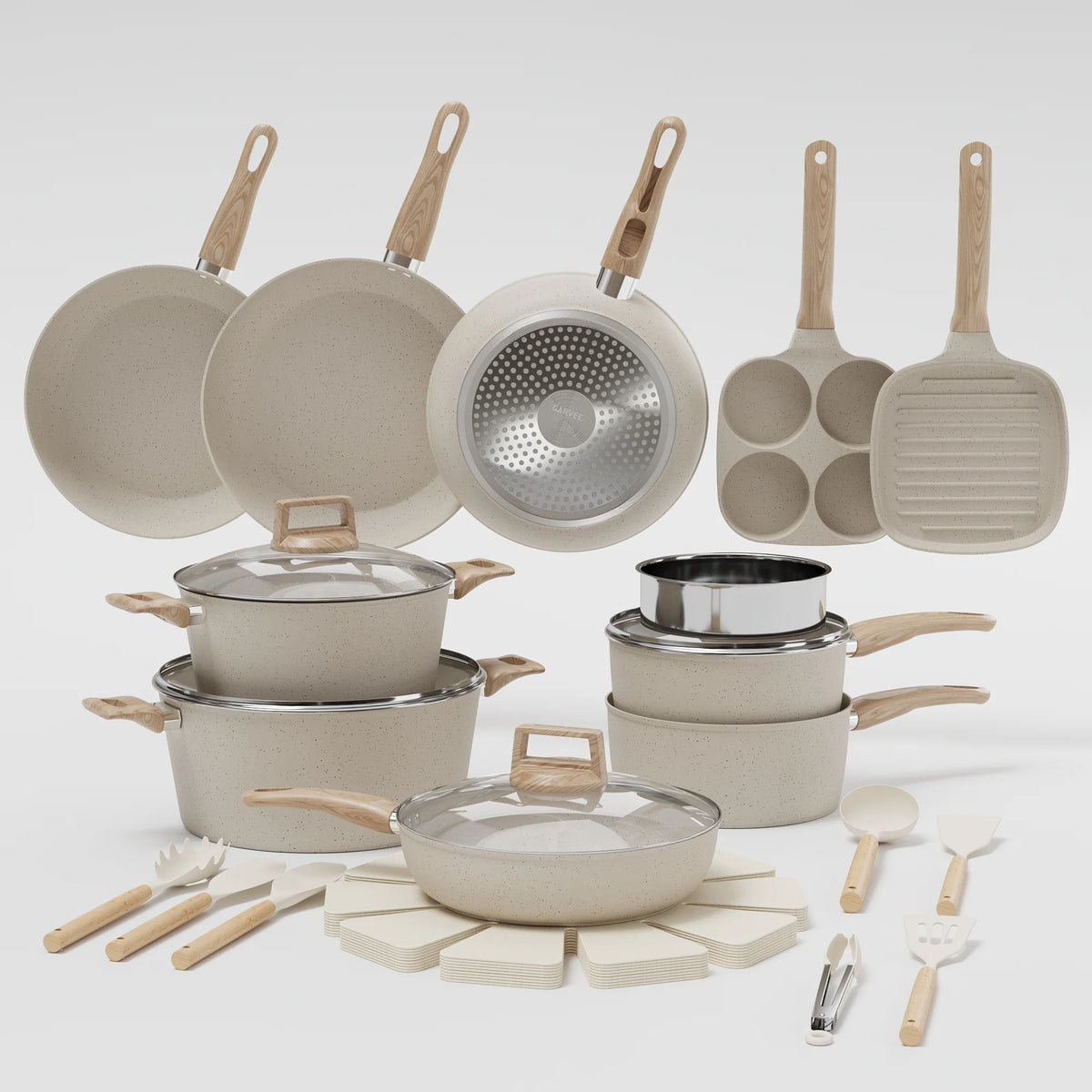 PFAS Free Ceramic Nonstick Cookware Set With Induction Compatibility